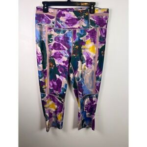 Tek Gear Women Plus‎ 1X High Rise Abstract Colorful Print Workout Capri Leggings